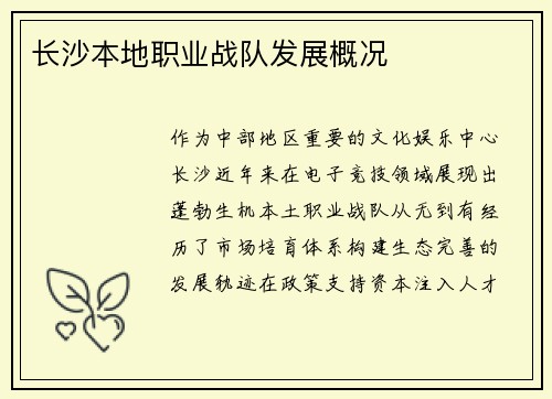 长沙本地职业战队发展概况